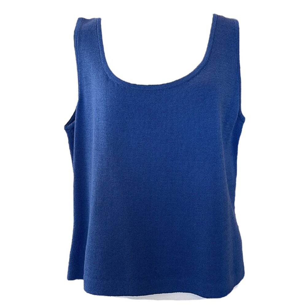 St. John Blue Sleeveless Knit Sweater Shell Top